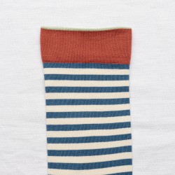chaussettes - bonne maison -  Rayure - Bleu - femme - homme - mixte