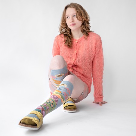 chaussettes - bonne maison -  Bouquet - Bleu - femme - homme - mixte